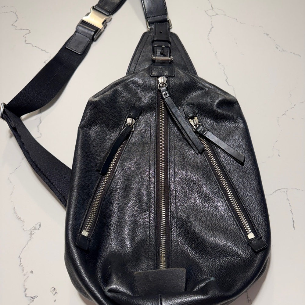 Coach Men’s Black Leather Sling Bag